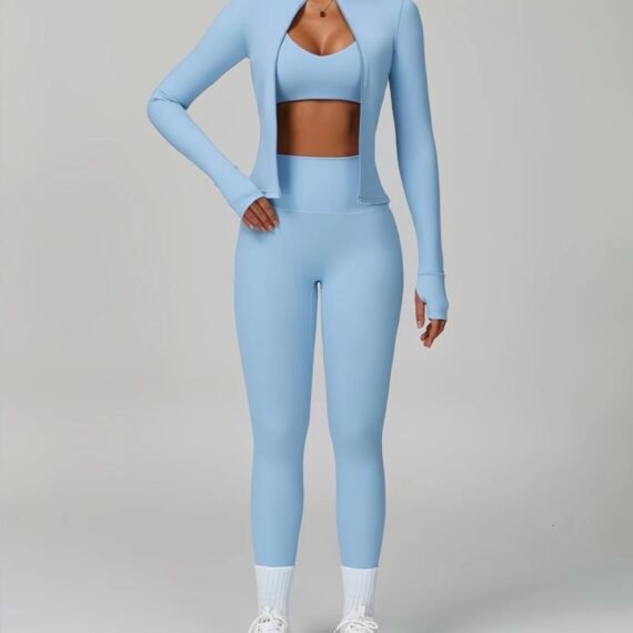 AMBER ROSE Essential Athleisure 3-Piece Set with long pants